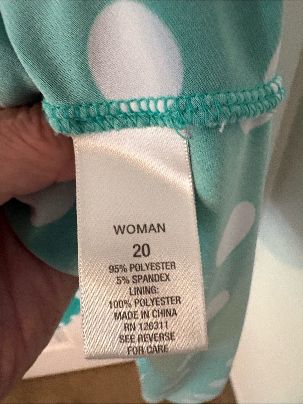 Green White Polka Dot Fit & Flare Faux Wrap Dress Size 20 Dressbarn - Picture 3 of 6
